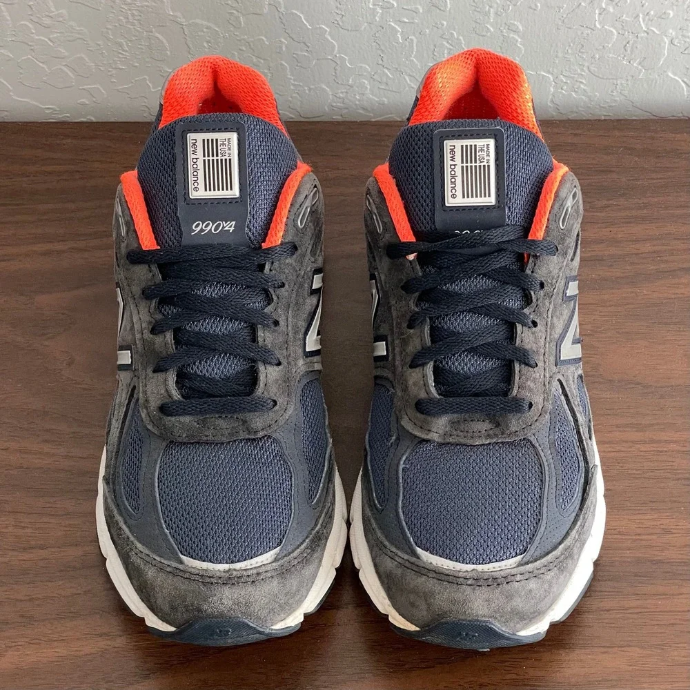 New Balance 990 v4 Womens 8.5 Navy/Orange Suede Comfort Trainers made in USA‎